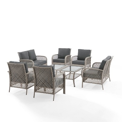 Tribeca 8pc Outdoor Wicker Conversation Set - Charcoal/Gray - Crosley