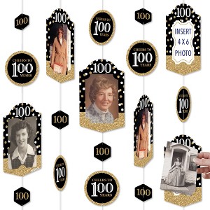 Big Dot of Happiness Adult 100th Birthday - Gold - Birthday Party Vertical Photo Garland 35 Pieces - 1 of 4