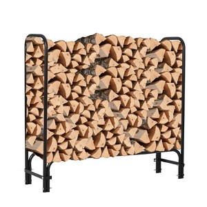 Firewood Rack, Heavy Duty Steel Log Holder for Outdoor/Indoor Use, Waterproof Storage Cover Set  for Patio, Fireplace & Backyard - 1 of 4