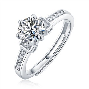 Guili 1ctw Round Lab-Created Moissanite Solitaire Step Engagement Anniversary Promise Adjustable Ring - 1 of 3