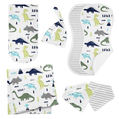 Sweet Jojo Designs Boy Newborn Baby Layette Gift Set Mod Dinosaur Blue and Green 8pc