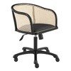 HomeRoots Beige and Black Solid Wood Steel And Cane Rattan Adjustable Swivel Rolling Office Chair - 4 of 4