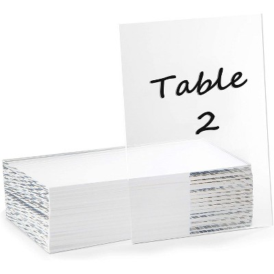 20-Pack 5x7 in. Clear Acrylic Table Number Signs, Rectangle Blank Place Cards for DIY, Calligraphy, Wedding Party, Banquet Decorations