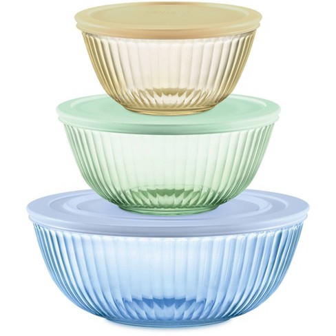 Pyrex® Sculpted Tinted 6pc Lidded Mixing Bowl Set : Target