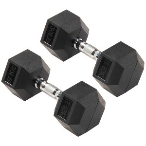 Signature Fitness Hex Dumbbells Non-Slip Free Weights Full Body Strength Training Home Gym Workout Equipment Set, 30 Pounds, Black - 1 of 4