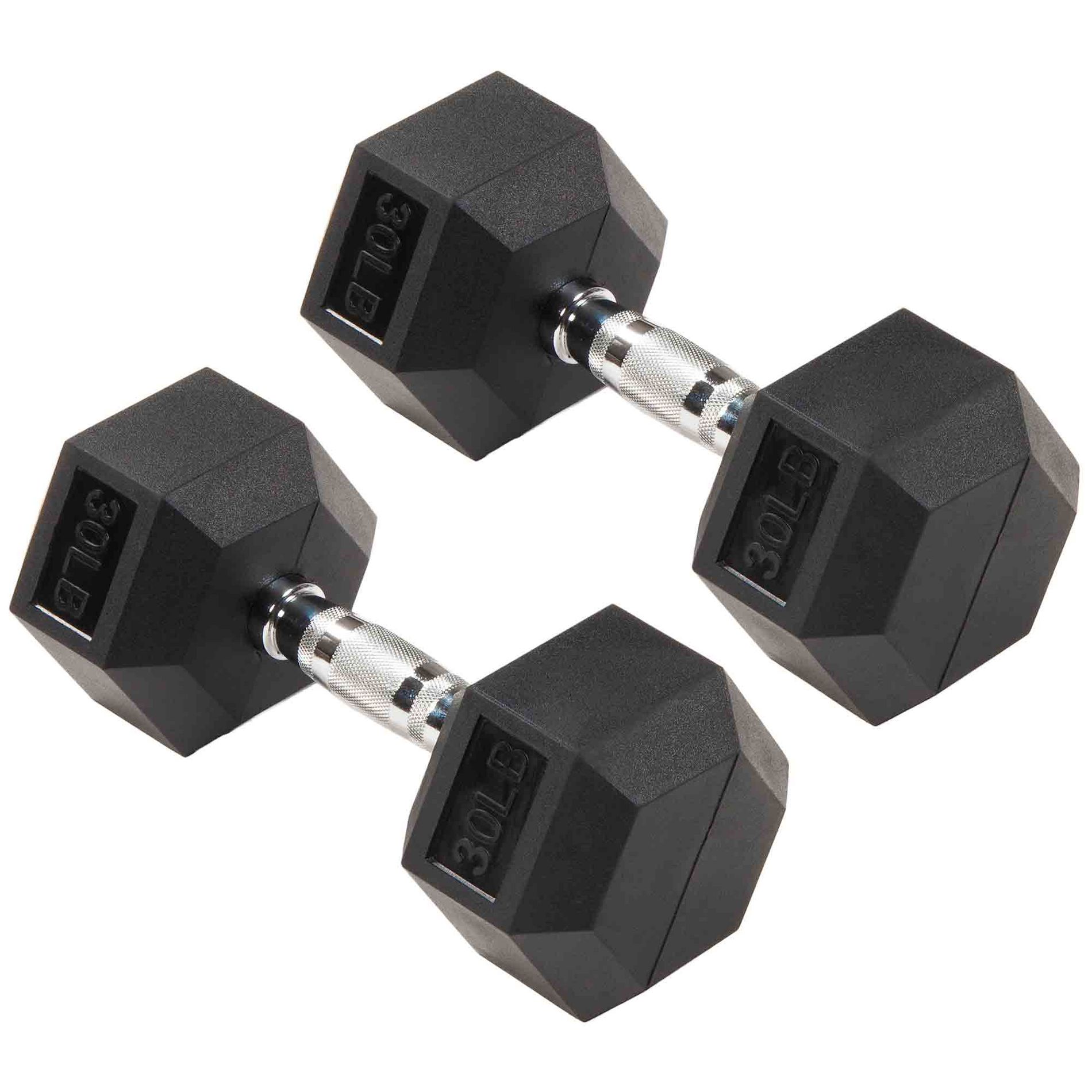 Signature Fitness Hex Dumbbells Non-Slip Free Weights Full Body Strength Training Home Gym Workout Equipment Set, 30 Pounds, Black