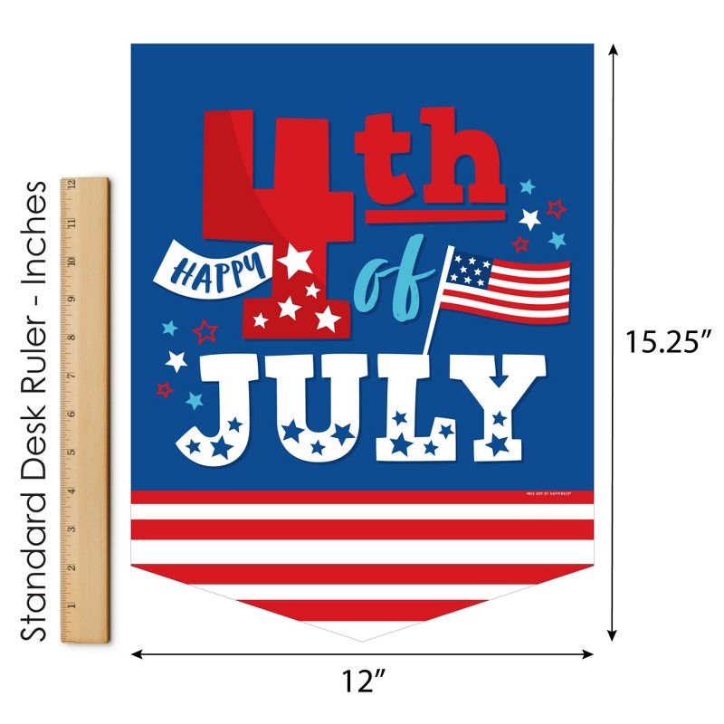 Big Dot of Happiness Firecracker 4th of July - Outdoor Home Decorations - Double-Sided Red, White and Royal Blue Party Garden Flag - 12 x 15.25 inches, 5 of 9