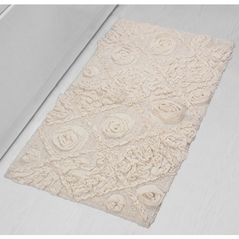 Home Weavers Inc Radiant Collection 24 in. x 40 in. Beige Cotton Bath Rug, Linen