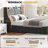 Bed Frame with Storage - 4 Underbed Drawers & Wingback Headboard, Built-in Charging Station Ports, Diamond Tufted Upholstered Platform - 4 of 4