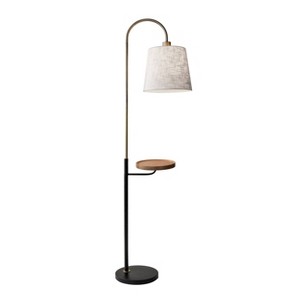Adesso 65" 3-way Jeffrey Shelf Floor Lamp Brass: Modern Design, Linen Shade, No Bulb Included - 1 of 2