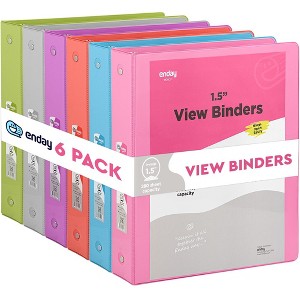 Enday 3-Ring View Binder With 2-Pockets - Multicolor 6 pack - 1 of 4