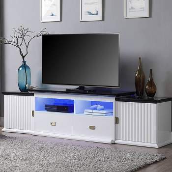 Barend TV Stand for TVs up to 83" and Consoles White & Black High Gloss - Acme Furniture