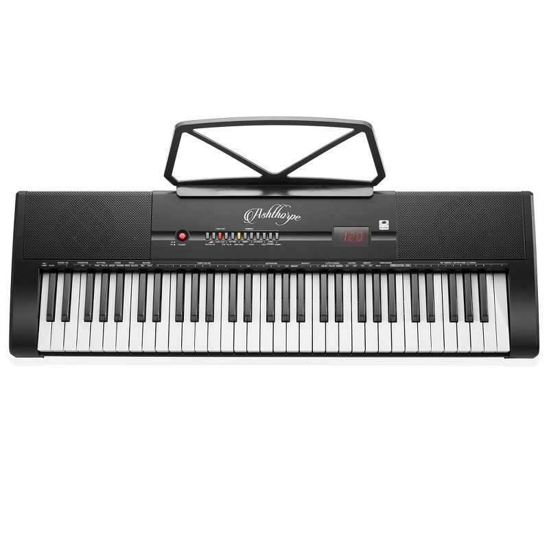 Ashthorpe 61-Key Digital Electronic Keyboard Piano with Light Up Keys, Portable Beginner Kit with Headphones & Microphone, 3 of 8