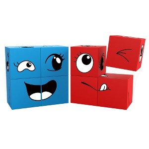 PICASSO-TILES 8 PC Mix and Match Emoticon Magnetic Building Puzzle Cubes Set for Kids Ages 3+ - 1 of 4