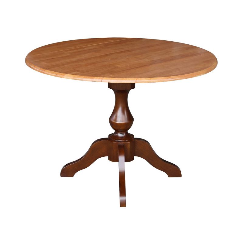 30.3&#34; Gracelyn Round Dual Drop Leaf Pedestal Extendable Dining Table Cinnamon/Espresso - International Concepts, 3 of 11