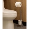 Home Mart Goods Matte Black Toilet Paper Holder Stand With Phone/Wipes Shelf & Toilet Brush - 24" Tall - 2 of 3