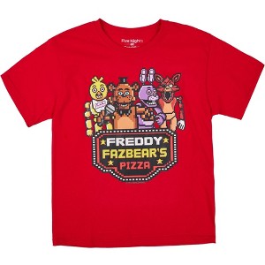 Seven Times Six Five Nights At Freddy's T-Shirt Fazbears Pizza Pixel Design Tee - 1 of 4