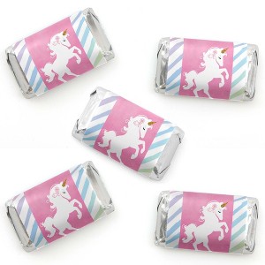 Big Dot of Happiness Rainbow Unicorn - Mini Candy Bar Wrapper Stickers - Magical Unicorn Baby Shower or Birthday Party Small Favors - 40 Count - 1 of 4
