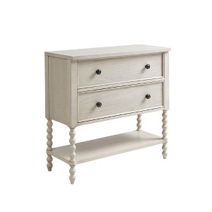 Okak Farmhouse Solid Wood 2-Drawer Dresser Side Table with Shelf, Bedside, End Table for Living Room - 1 of 4