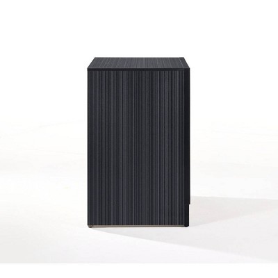 Elegant Glossy Black 3-Drawer Nightstand with Crystal Inserts