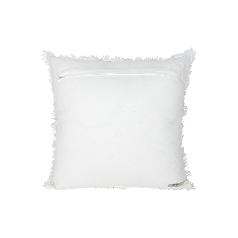 18X18 Inch Hand Woven Fringe Pillow White Cotton & Linen With Polyester Fill by Foreside Home & Garden, 4 of 6