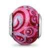 Black Bow Jewelry Pink, Purple Swirls Overlay Glass & Sterling Silver Bead Charm, 15mm - 3 of 4
