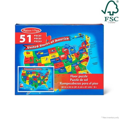 Colorful USA Map Floor Puzzle with Extra-Thick Pieces