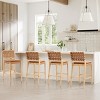 Set of 4 Upholstered Armless Bar Stools,Brown PU Leather Crossback Bar Chairs with Rivet Accents,Modern Wooden Counter Height Stools-Koiai - 3 of 4