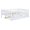 Full Size Wood Daybed with Trundle and Fence Guardrails White - 3 of 4