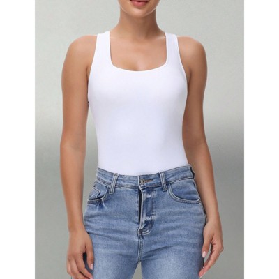Clotth Women's Square Neck Bodysuit – Sleeveless Racerback Thong Tank Top, Sexy & Comfortable For Everyday