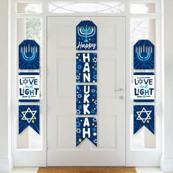 Big Dot of Happiness Hanukkah Menorah - Hanging Vertical Paper Door Banners - Chanukah Holiday Party Wall Decoration Kit - Indoor Door Decor