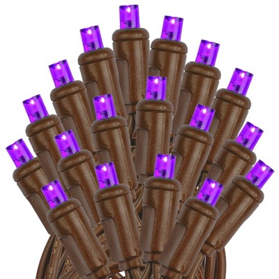 Commercial Grade Purple LED Christmas Tree Lights on Brown Wire