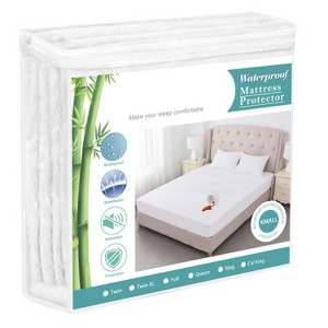 Aoibox Queen Size Cooling Waterproof Mattress Protector Pad Cover Breathable Fitted Deep Pocket Soft White for Pets Kids Adults - 1 of 4