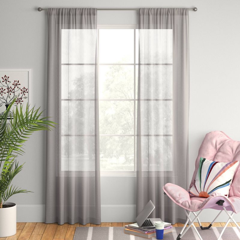 1pc Sheer Voile Window Curtain Panel Gray - Room Essentials™, 3 of 7