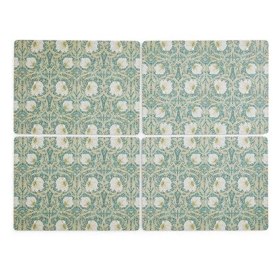 Pimpernel Morris & Co Privat Blue Placemats, Set of 4 - Heat-Safe Table Mats with Floral Design & Cork Backing for Dining Table Styling