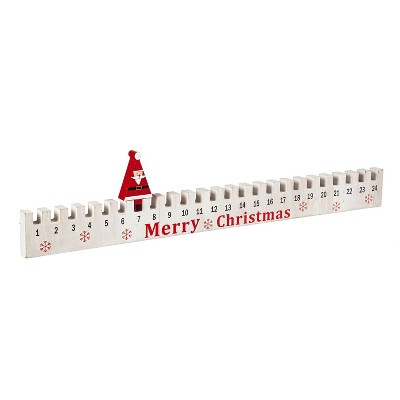 Evergreen Wood Advent Calendar Table Decor with Moveable Santa