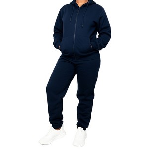 Blu Rock Women's Loose Fit  Full-Zip Hoodie and Jogger Sweatpants Matching, 2-Piece Set - 1 of 3
