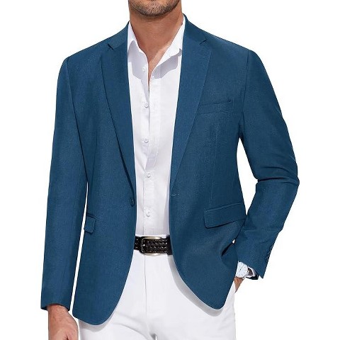 COOFANDY Men's Casual Blazer One Button Sport Coat Slim Fit Lightweight Suit Blazer Jacket Blue L