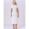 INSPIRE CHIC Women's Short Sleeves Heart Print Lace Trim Slit Side Ribbed Knit Long Nightgowns - 4 of 4