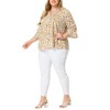Agnes Orinda Women's Plus Size Pleated Ruffle 3/4 Sleeves Pintuck V Neck Floral Blouses - 2 of 4