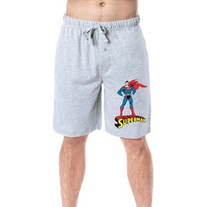 DC Comics Mens' Superman Classic Superhero Character Sleep Pajama Shorts Grey - 1 of 3