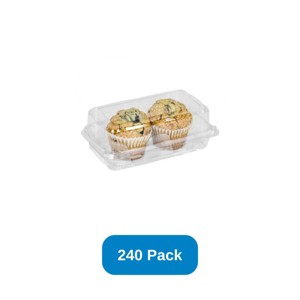 Inno-Pak 2 Count Muffin Container Dome Clear PET - Case of 240 - 1 of 3