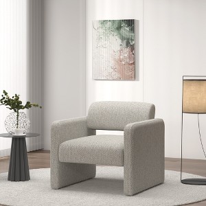 Single sofa chair, upholstered comfortable chair with armrests, for dining room/bedroom/living room/reception - BEIGE (30.9"*30.51"*30.11") - 1 of 4