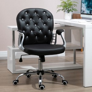 CAVINAS Adjustable Height Swivel Office Chair,PU Leather Desk Chair with Padded Armrests for Work Study Vanity - 1 of 4