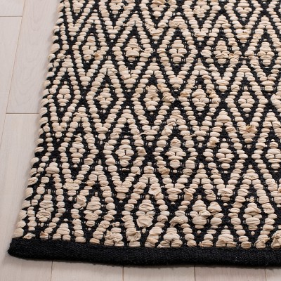 Montauk 6' Square Beige and Black Handwoven Cotton Rug
