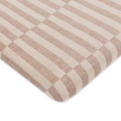 Babyletto Muslin All-Stages Midi Crib Sheet, GOTS Certified Organic Cotton - Cocoa Stripe