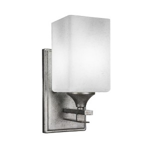 Toltec Lighting Uptowne 1 - Light Sconce in  Aged Silver with 4" Square White Muslin Shade - 1 of 1