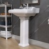 Modern Glossy White Ceramic Rectangular Vessel Sink with Predrilled Holes, Overflow Pedestal Sink Combo Bathroom Sinks - 2 of 4