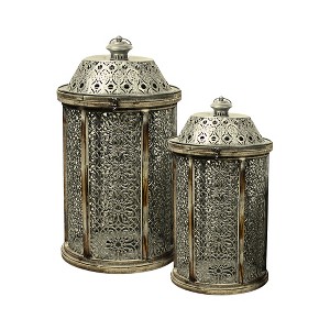Essential Decor & Beyond 2-Piece Set Wood and Metal Lanterns - 1 of 4