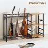 MOEPISY Record Player Stand with Guitar Stand, Guitar Holder 7 Space for Multiple Guitars, Brown - 2 of 4